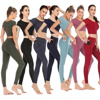 Hot selling two pieces gym wear crop top and leggings